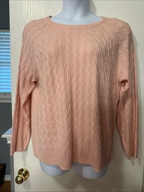 croft & barrow Pink Cable-Knit Crew Sweater